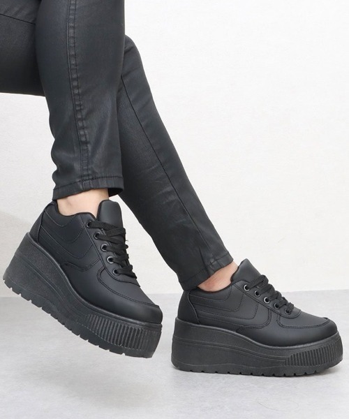 LOVEHUNTER（ラブハンター）の「Love Hunter / 軽量  厚底ダッドスニーカー《約7cmソール》(1537)（スニーカー・レディース・ブラック/ホワイト/ブラック×ブラック・LL/M/L/S）」の3枚目の写真