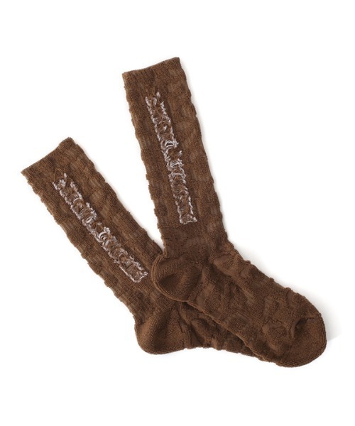 PERFECTCORNER(パーフェクトコーナー)の「【PERFECTCORNER 】ダーティリバースロゴソックス(FILE) / PERFECT CORNER DIRTY REVERS LOGO SOCKS(FILE)(ソックス/靴下・レディース・ブラック/ブラウン/レッド/オレンジ・FREE)」の1枚目の写真