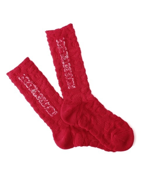 PERFECTCORNER(パーフェクトコーナー)の「【PERFECTCORNER 】ダーティリバースロゴソックス(FILE) / PERFECT CORNER DIRTY REVERS LOGO SOCKS(FILE)(ソックス/靴下・レディース・ブラック/ブラウン/レッド/オレンジ・FREE)」の3枚目の写真