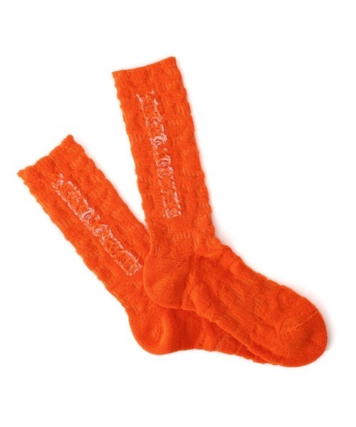 PERFECTCORNER(パーフェクトコーナー)の「【PERFECTCORNER 】ダーティリバースロゴソックス(FILE) / PERFECT CORNER DIRTY REVERS LOGO SOCKS(FILE)(ソックス/靴下・レディース・ブラック/ブラウン/レッド/オレンジ・FREE)」の4枚目の写真