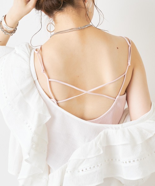 Chico(チコ)の「【新色追加】パット付きバッククロスキャミ(キャミソール・レディース・アイボリー/ブラック/ライトベージュ/ミント/パープル/ピンク/カーキ/ブラウン・FREE)」の20枚目の写真