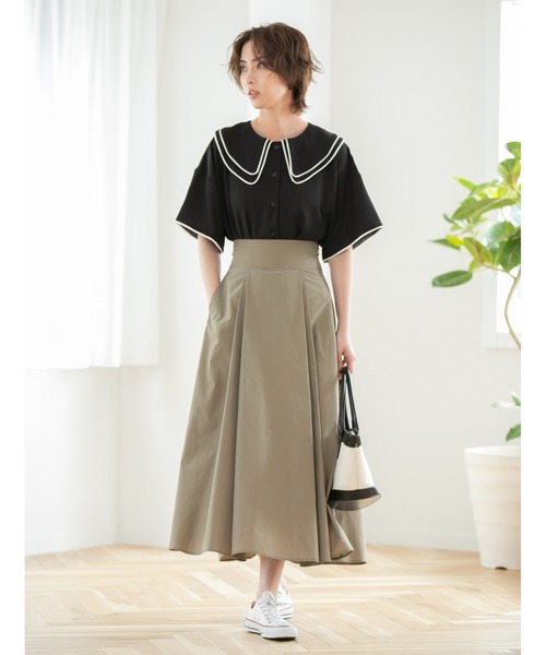 fifth(フィフス)の「ハイウエストフレアタフタスカート(スカート・レディース・スモークピンク/カーキ・MEDIUM)」の9枚目の写真