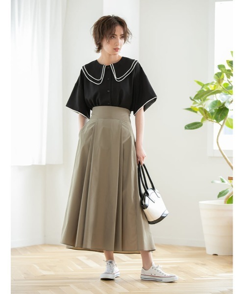 fifth(フィフス)の「ハイウエストフレアタフタスカート(スカート・レディース・スモークピンク/カーキ・MEDIUM)」の10枚目の写真