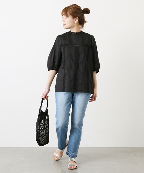 JOURNAL STANDARD(ジャーナルスタンダード)の「コットンレースミドルスリーブブラウス◆(シャツ/ブラウス・レディース・ホワイト/ブラック・FREE)」の5枚目の写真