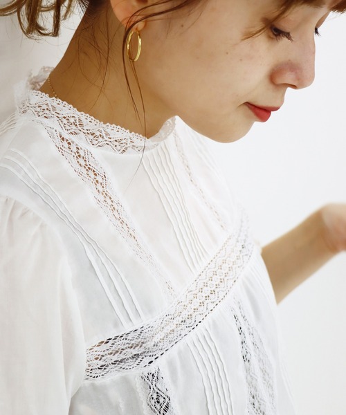 JOURNAL STANDARD(ジャーナルスタンダード)の「コットンレースミドルスリーブブラウス◆(シャツ/ブラウス・レディース・ホワイト/ブラック・FREE)」の6枚目の写真