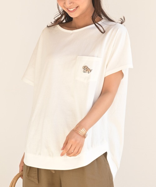 rps(アールピーエス)の「ポケット付き刺繍リブチュニック(Tシャツ/カットソー・レディース・チャコールグレー/ブラック/ベージュ/オフホワイト/グレイッシュベージュ/ホワイト系その他2・M)」の2枚目の写真