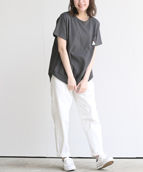 rps(アールピーエス)の「ポケット付き刺繍リブチュニック(Tシャツ/カットソー・レディース・チャコールグレー/ブラック/ベージュ/オフホワイト/グレイッシュベージュ/ホワイト系その他2・M)」の21枚目の写真