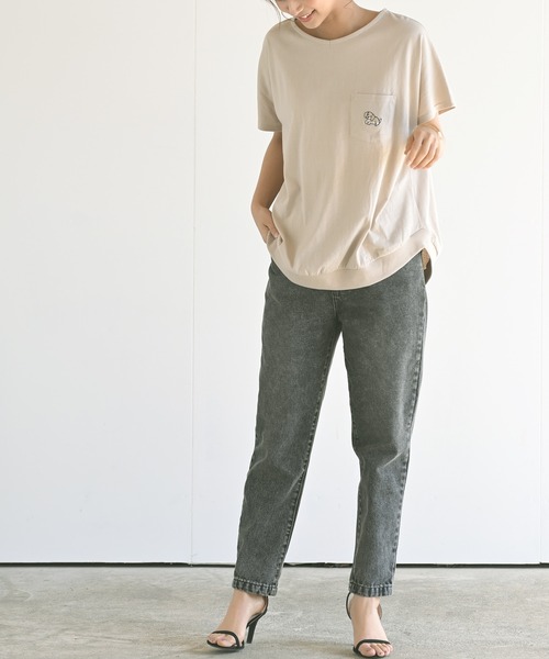 rps(アールピーエス)の「ポケット付き刺繍リブチュニック(Tシャツ/カットソー・レディース・チャコールグレー/ブラック/ベージュ/オフホワイト/グレイッシュベージュ/ホワイト系その他2・M)」の18枚目の写真