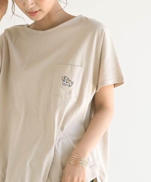 rps(アールピーエス)の「ポケット付き刺繍リブチュニック(Tシャツ/カットソー・レディース・チャコールグレー/ブラック/ベージュ/オフホワイト/グレイッシュベージュ/ホワイト系その他2・M)」の13枚目の写真