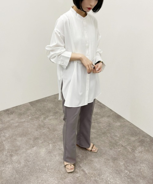 apres jour mignon(アプレジュールミニョン)の「ピンタックバンドカラーシャツ 【ZOZOTOWN限定アイテム】(シャツ/ブラウス・レディース・アイボリー/ブラック/オフホワイト・フリー/X-LARGE)」の7枚目の写真