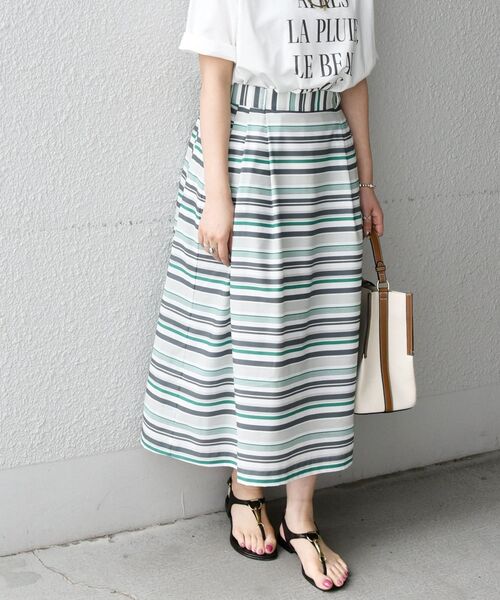 セール Ships Any Paris Authentique マルチボーダー タック スカート ウォッシャブル スカート Ships Any シップス エニィ のファッション通販 Zozotown