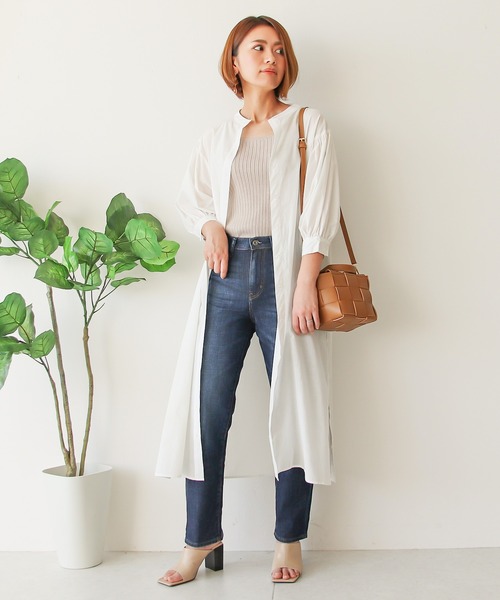 Social GIRL（ソーシャルガール）の「スリットボタンシャツワンピース（シャツワンピース・レディース・ベージュ/オフホワイト/モカ・M）」の12枚目の写真