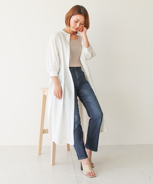 Social GIRL（ソーシャルガール）の「スリットボタンシャツワンピース（シャツワンピース・レディース・ベージュ/オフホワイト/モカ・M）」の8枚目の写真