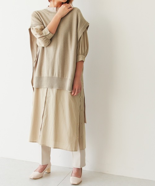 Social GIRL（ソーシャルガール）の「スリットボタンシャツワンピース（シャツワンピース・レディース・ベージュ/オフホワイト/モカ・M）」の20枚目の写真