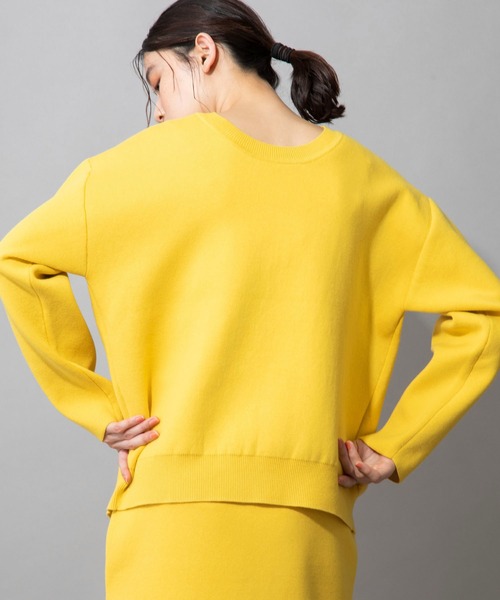 Munich（ミューニック）の「ダブルフェイスニット　2WAYセンタースリットプルオーバー（セットアップ可）（ニット/セーター・レディース・アイボリー/カーキ/ネイビー/イエロー・FREE）」の12枚目の写真