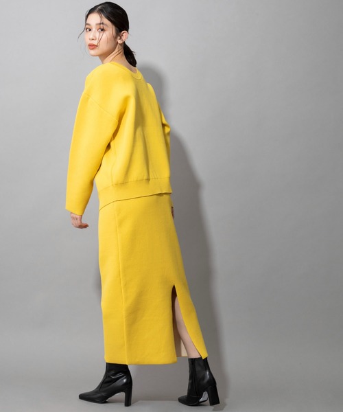 Munich（ミューニック）の「ダブルフェイスニット　2WAYセンタースリットプルオーバー（セットアップ可）（ニット/セーター・レディース・アイボリー/カーキ/ネイビー/イエロー・FREE）」の10枚目の写真