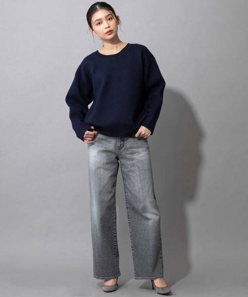 Munich（ミューニック）の「ダブルフェイスニット　2WAYセンタースリットプルオーバー（セットアップ可）（ニット/セーター・レディース・アイボリー/カーキ/ネイビー/イエロー・FREE）」の13枚目の写真