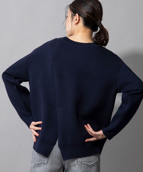 Munich（ミューニック）の「ダブルフェイスニット　2WAYセンタースリットプルオーバー（セットアップ可）（ニット/セーター・レディース・アイボリー/カーキ/ネイビー/イエロー・FREE）」の16枚目の写真