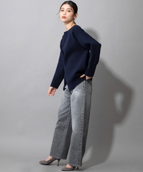 Munich（ミューニック）の「ダブルフェイスニット　2WAYセンタースリットプルオーバー（セットアップ可）（ニット/セーター・レディース・アイボリー/カーキ/ネイビー/イエロー・FREE）」の17枚目の写真