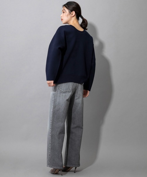 Munich（ミューニック）の「ダブルフェイスニット　2WAYセンタースリットプルオーバー（セットアップ可）（ニット/セーター・レディース・アイボリー/カーキ/ネイビー/イエロー・FREE）」の18枚目の写真