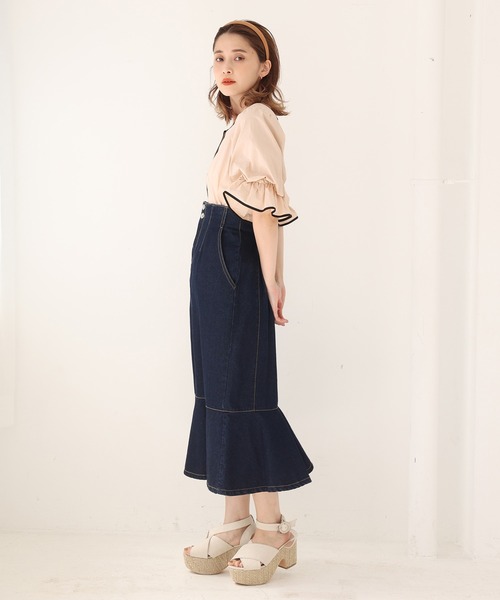 one after another NICE CLAUP（ワンアフターアナザーナイスクラップ）の「カチューシャセットパイピングブラウス（シャツ/ブラウス・レディース・ブラック/ベージュ/オフホワイト・FREE）」の7枚目の写真