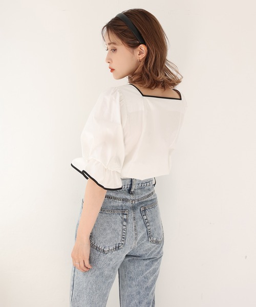 one after another NICE CLAUP（ワンアフターアナザーナイスクラップ）の「カチューシャセットパイピングブラウス（シャツ/ブラウス・レディース・ブラック/ベージュ/オフホワイト・FREE）」の16枚目の写真