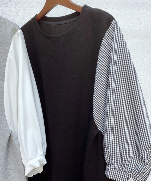 emi+(エミプラス)の「ボリュームスリーブ ギンガムチェックブラウス(シャツ/ブラウス・レディース・ブラック/グレー/ブラック系その他/ベージュ/チャコールグレー/ネイビー/ベージュ系その他・S/M/L)」の10枚目の写真