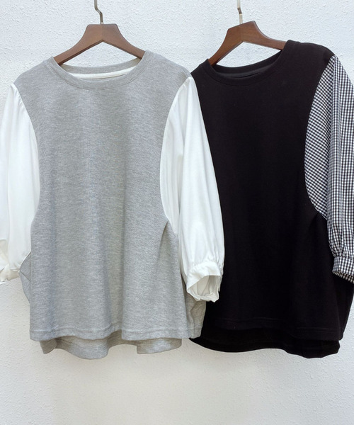 emi+(エミプラス)の「ボリュームスリーブ ギンガムチェックブラウス(シャツ/ブラウス・レディース・ブラック/グレー/ブラック系その他/ベージュ/チャコールグレー/ネイビー/ベージュ系その他・S/M/L)」の17枚目の写真