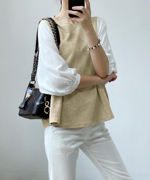 emi+(エミプラス)の「ボリュームスリーブ ギンガムチェックブラウス(シャツ/ブラウス・レディース・ブラック/グレー/ブラック系その他/ベージュ/チャコールグレー/ネイビー/ベージュ系その他・S/M/L)」の22枚目の写真