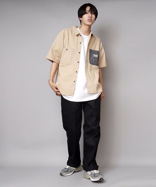 SMITH'S(スミス)の「【SMITH'S AMERICAN/スミス アメリカン】ワンポイントブランドロゴ ツイル半袖ワークシャツ(シャツ/ブラウス・メンズ・ライトブルー/ベージュ・MEDIUM/LARGE/X-LARGE)」の4枚目の写真