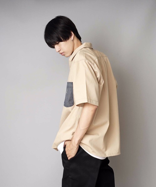 SMITH'S(スミス)の「【SMITH'S AMERICAN/スミス アメリカン】ワンポイントブランドロゴ ツイル半袖ワークシャツ(シャツ/ブラウス・メンズ・ライトブルー/ベージュ・MEDIUM/LARGE/X-LARGE)」の7枚目の写真