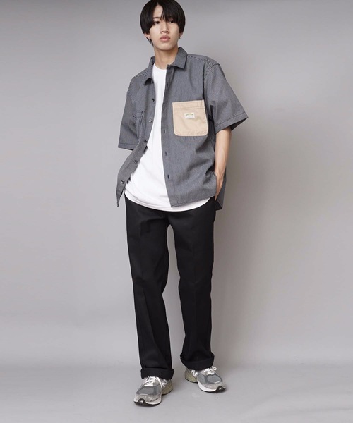 SMITH'S(スミス)の「【SMITH'S AMERICAN/スミス アメリカン】ワンポイントブランドロゴ ツイル半袖ワークシャツ(シャツ/ブラウス・メンズ・ライトブルー/ベージュ・MEDIUM/LARGE/X-LARGE)」の8枚目の写真