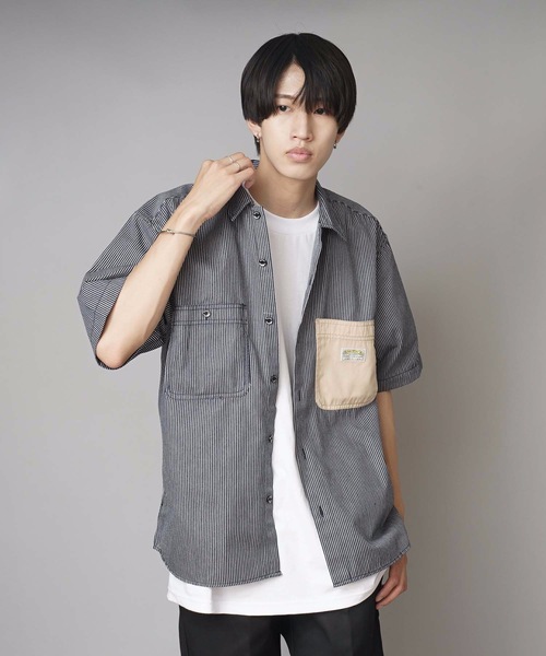 SMITH'S(スミス)の「【SMITH'S AMERICAN/スミス アメリカン】ワンポイントブランドロゴ ツイル半袖ワークシャツ(シャツ/ブラウス・メンズ・ライトブルー/ベージュ・MEDIUM/LARGE/X-LARGE)」の12枚目の写真