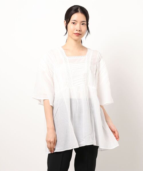 notch.（ノッチ）の「スクエアネックフレアスリーブブラウス（シャツ/ブラウス・レディース・オフホワイト/マルーン/ブラック・M）」の6枚目の写真