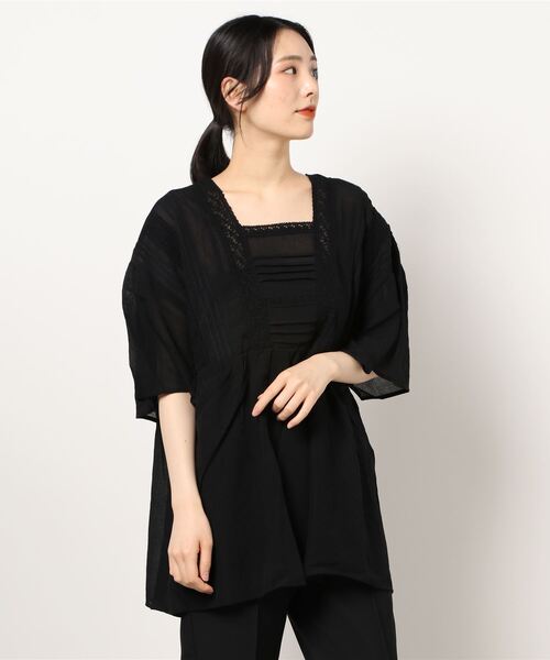 notch.（ノッチ）の「スクエアネックフレアスリーブブラウス（シャツ/ブラウス・レディース・オフホワイト/マルーン/ブラック・M）」の7枚目の写真