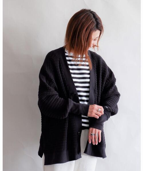 MANASTASH（マナスタッシュ）の「MANASTASH/マナスタッシュ　W's SNUGGLE SNUG THERMAL CARDIGAN　ウィメンズ　スナッグサーマルカーディガン（カーディガン/ボレロ・レディース・ナチュラル/ブラック/モカ・MEDIUM）」の12枚目の写真