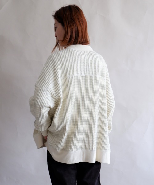 MANASTASH（マナスタッシュ）の「MANASTASH/マナスタッシュ　W's SNUGGLE SNUG THERMAL CARDIGAN　ウィメンズ　スナッグサーマルカーディガン（カーディガン/ボレロ・レディース・ナチュラル/ブラック/モカ・MEDIUM）」の4枚目の写真