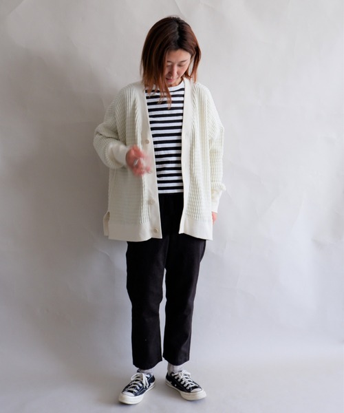 MANASTASH（マナスタッシュ）の「MANASTASH/マナスタッシュ　W's SNUGGLE SNUG THERMAL CARDIGAN　ウィメンズ　スナッグサーマルカーディガン（カーディガン/ボレロ・レディース・ナチュラル/ブラック/モカ・MEDIUM）」の9枚目の写真