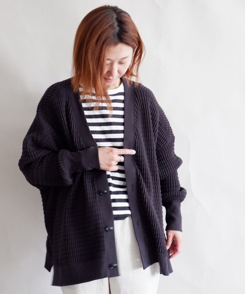 MANASTASH（マナスタッシュ）の「MANASTASH/マナスタッシュ　W's SNUGGLE SNUG THERMAL CARDIGAN　ウィメンズ　スナッグサーマルカーディガン（カーディガン/ボレロ・レディース・ナチュラル/ブラック/モカ・MEDIUM）」の11枚目の写真