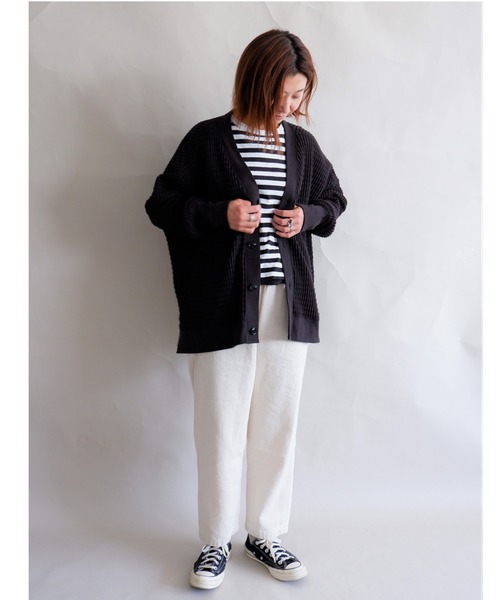 MANASTASH（マナスタッシュ）の「MANASTASH/マナスタッシュ　W's SNUGGLE SNUG THERMAL CARDIGAN　ウィメンズ　スナッグサーマルカーディガン（カーディガン/ボレロ・レディース・ナチュラル/ブラック/モカ・MEDIUM）」の5枚目の写真