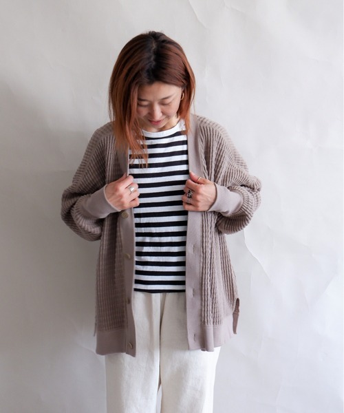 MANASTASH（マナスタッシュ）の「MANASTASH/マナスタッシュ　W's SNUGGLE SNUG THERMAL CARDIGAN　ウィメンズ　スナッグサーマルカーディガン（カーディガン/ボレロ・レディース・ナチュラル/ブラック/モカ・MEDIUM）」の8枚目の写真