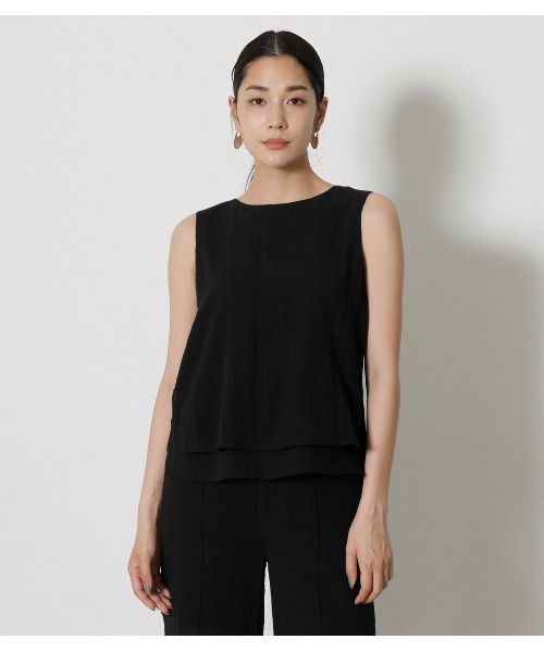 AZUL by moussy（アズールバイマウジー）の「LAYERED TANK TOPS（タンクトップ・レディース・ライトベージュ/ブラック/サックスブルー・MEDIUM/SMALL）」の16枚目の写真
