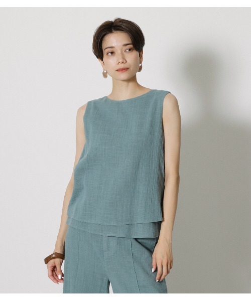AZUL by moussy（アズールバイマウジー）の「LAYERED TANK TOPS（タンクトップ・レディース・ライトベージュ/ブラック/サックスブルー・MEDIUM/SMALL）」の9枚目の写真