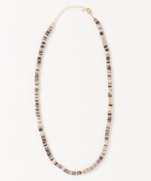 DouDou（ドゥドゥ）の「ビーズ×ゴールドパーツネックレス（ネックレス・レディース・ベージュ/ブラウン/ブルー・FREE）」の4枚目の写真