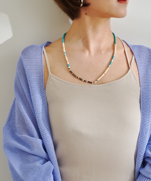 DouDou（ドゥドゥ）の「ビーズ×ゴールドパーツネックレス（ネックレス・レディース・ベージュ/ブラウン/ブルー・FREE）」の14枚目の写真
