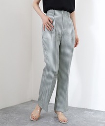 チェックサイドスリットセミフレアパンツ