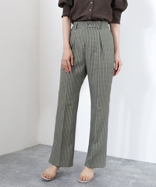 archives（アルシーヴ）の「チェックサイドスリットセミフレアパンツ（その他パンツ・レディース・ブラウン/グリーン/ブルー・MEDIUM）」の3枚目の写真