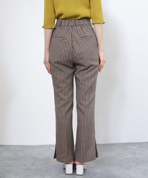 archives（アルシーヴ）の「チェックサイドスリットセミフレアパンツ（その他パンツ・レディース・ブラウン/グリーン/ブルー・MEDIUM）」の4枚目の写真