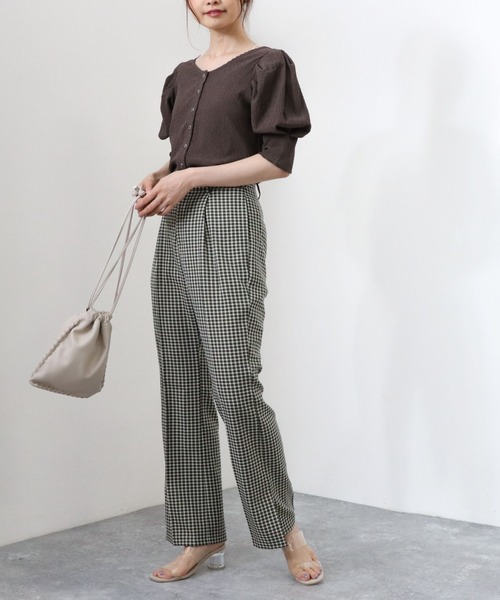 archives（アルシーヴ）の「チェックサイドスリットセミフレアパンツ（その他パンツ・レディース・ブラウン/グリーン/ブルー・MEDIUM）」の11枚目の写真