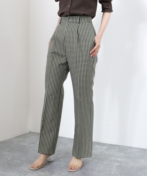 archives（アルシーヴ）の「チェックサイドスリットセミフレアパンツ（その他パンツ・レディース・ブラウン/グリーン/ブルー・MEDIUM）」の6枚目の写真